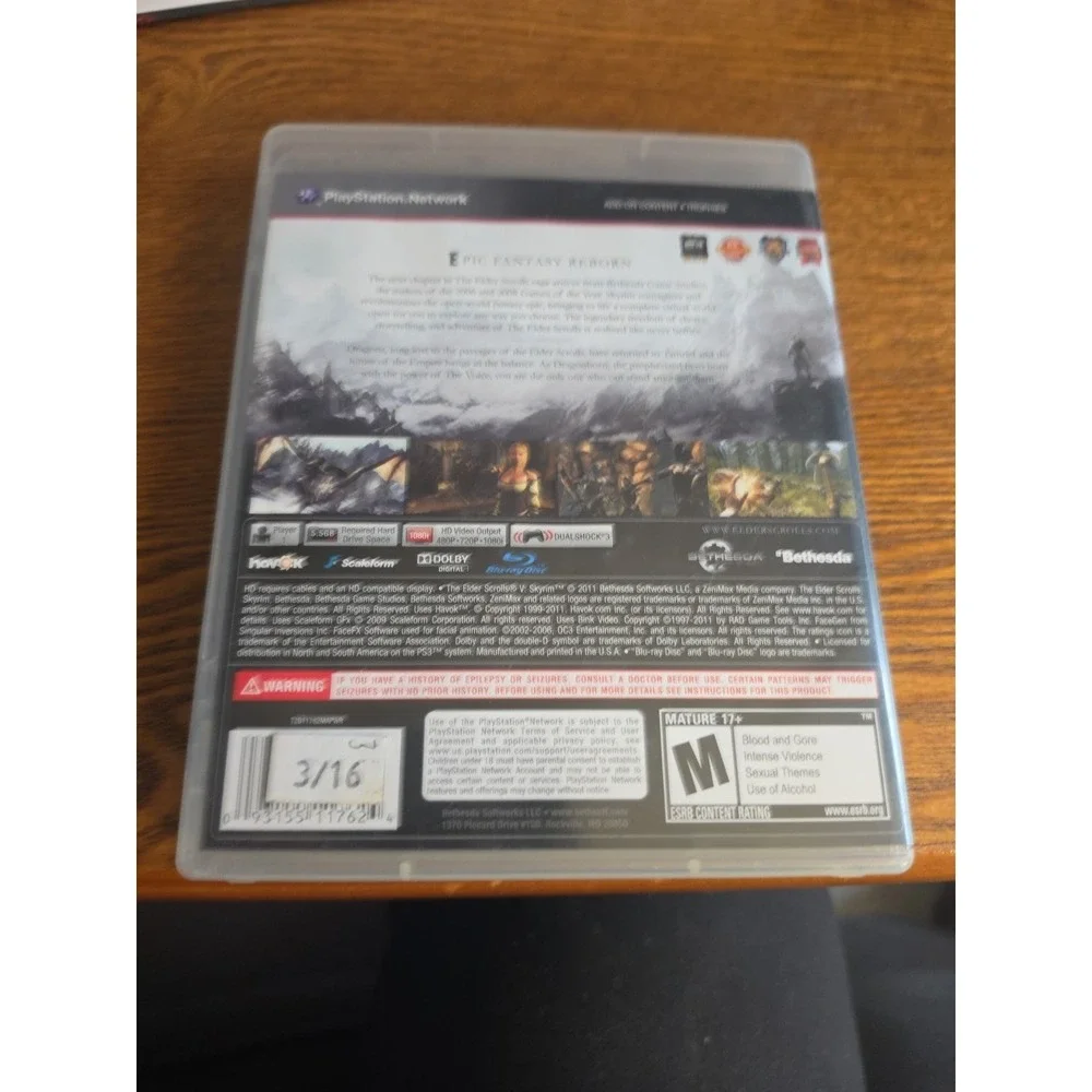 Elder Scrolls V‎ Skyrim PS3 PlayStation 3 + Map - Complete